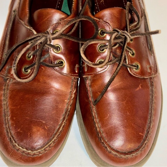 Sebago Docksides Brown Leather Boat Shoes Non Marking Sole Mens 9.5 WW Vintage
